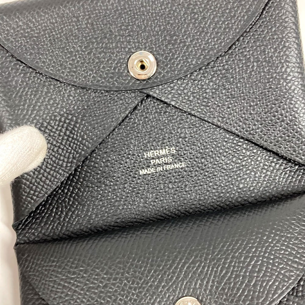 HERMES 2つ折り カルヴィデュオ カルヴィ デュオ カードケース 小銭入れ 財布 名刺入れ パスケース コインケース エプソン ユニセックス ブラック
