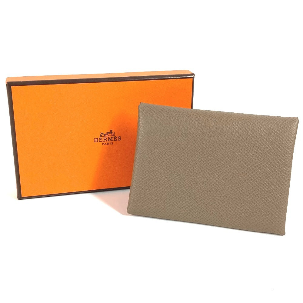 HERMES 2つ折り カルヴィデュオ カルヴィ デュオ カードケース 小銭入れ 財布 名刺入れ パスケース コインケース エプソン ユニセックス エトゥープ グレー