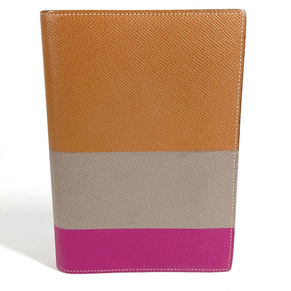 HERMES トリコロールカラー グローブトロッター アジェンダ ノートカバー システム手帳 ステーショナリー 手帳カバー エプソン ユニセックス ブラウン