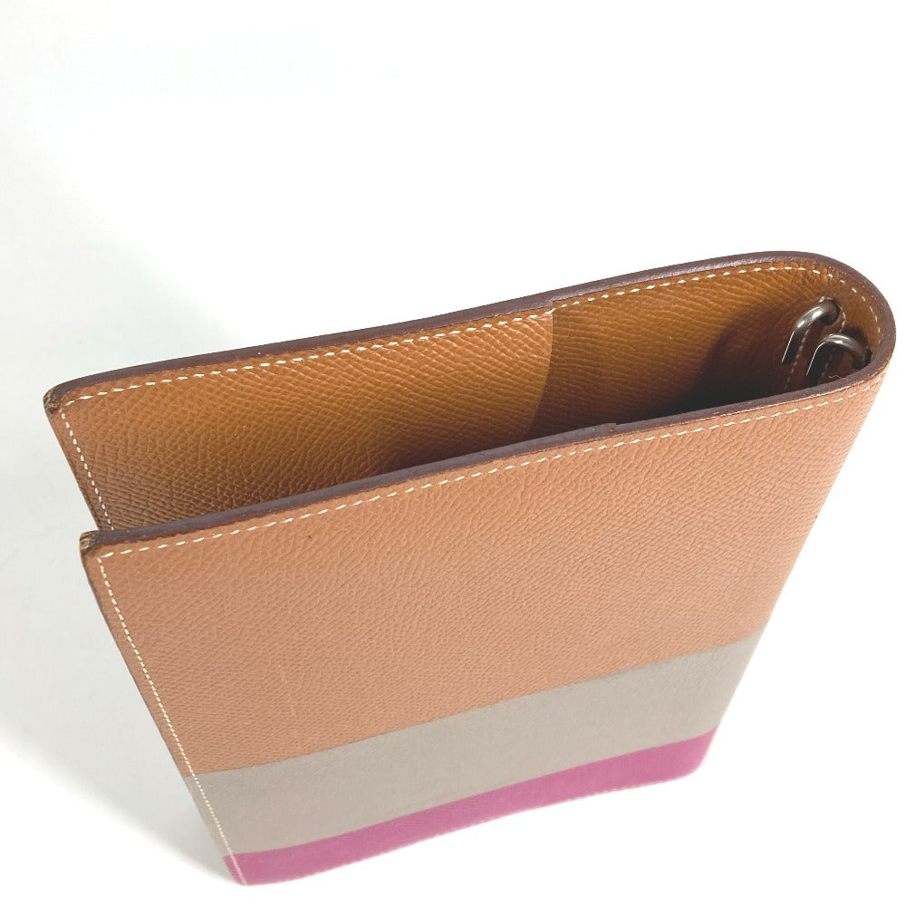 HERMES トリコロールカラー グローブトロッター アジェンダ ノートカバー システム手帳 ステーショナリー 手帳カバー エプソン ユニセックス ブラウン