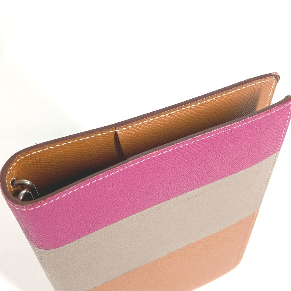 HERMES トリコロールカラー グローブトロッター アジェンダ ノートカバー システム手帳 ステーショナリー 手帳カバー エプソン ユニセックス ブラウン