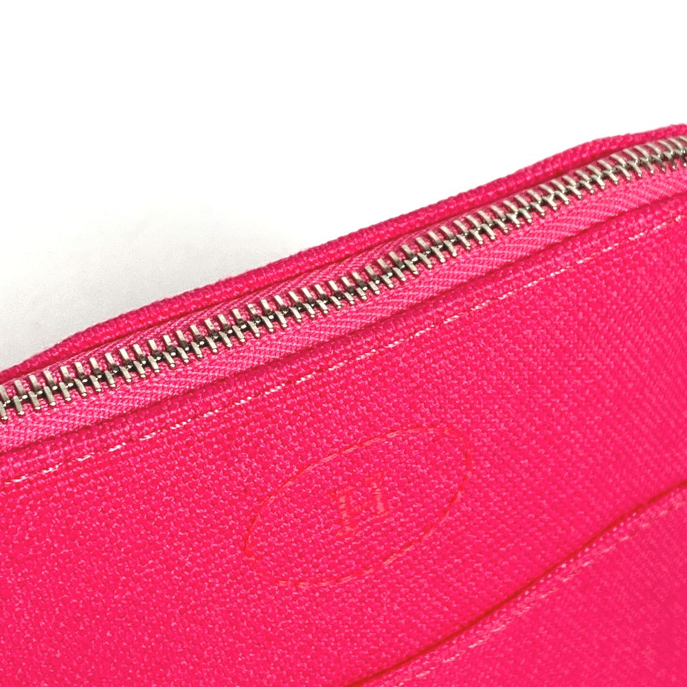 HERMES ボリードポーチ ミニミニ メイクポーチ 化粧ポーチ ポーチ レザー/キャンバス ユニセックス ハイビスカス ピンク