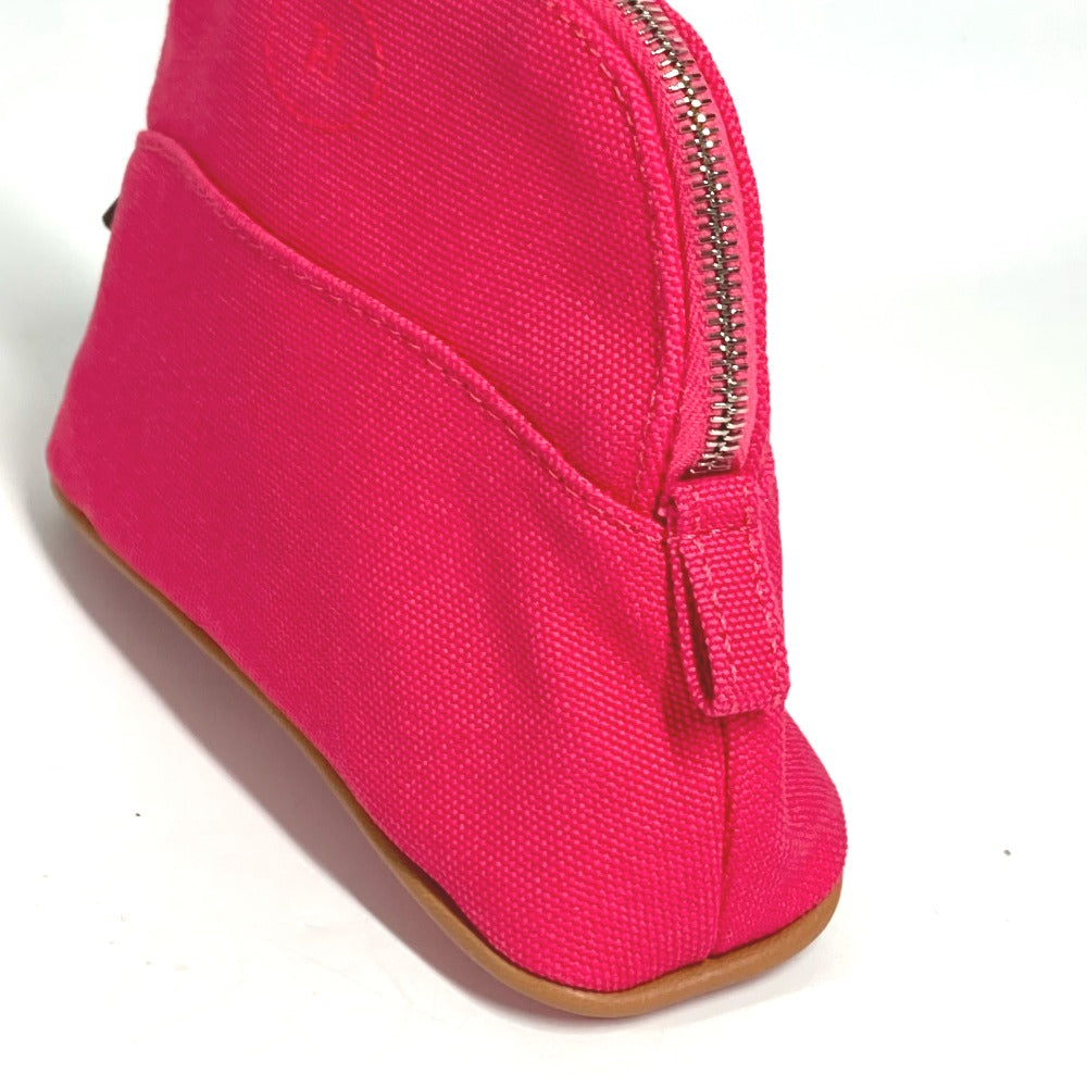 HERMES ボリードポーチ ミニミニ メイクポーチ 化粧ポーチ ポーチ レザー/キャンバス ユニセックス ハイビスカス ピンク