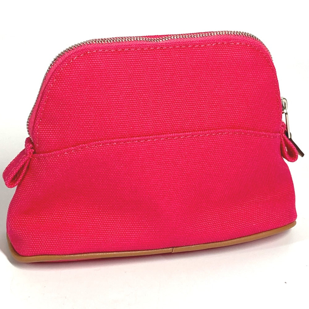 HERMES ボリードポーチ ミニミニ メイクポーチ 化粧ポーチ ポーチ レザー/キャンバス ユニセックス ハイビスカス ピンク