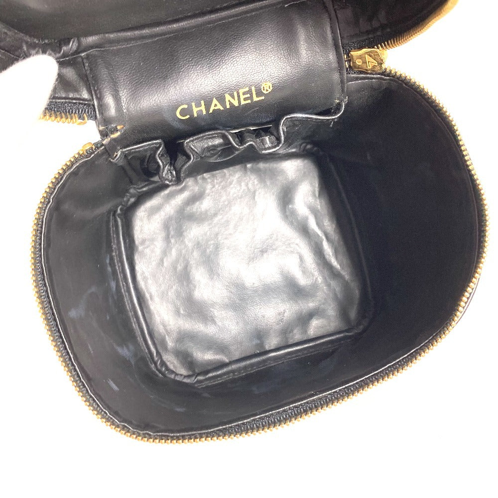 CHANEL CC ココマーク　ロゴ ピコローレ カバン バニティバッグ ポーチ ボックス BOX ハンドバッグ レザー レディース ブラック
