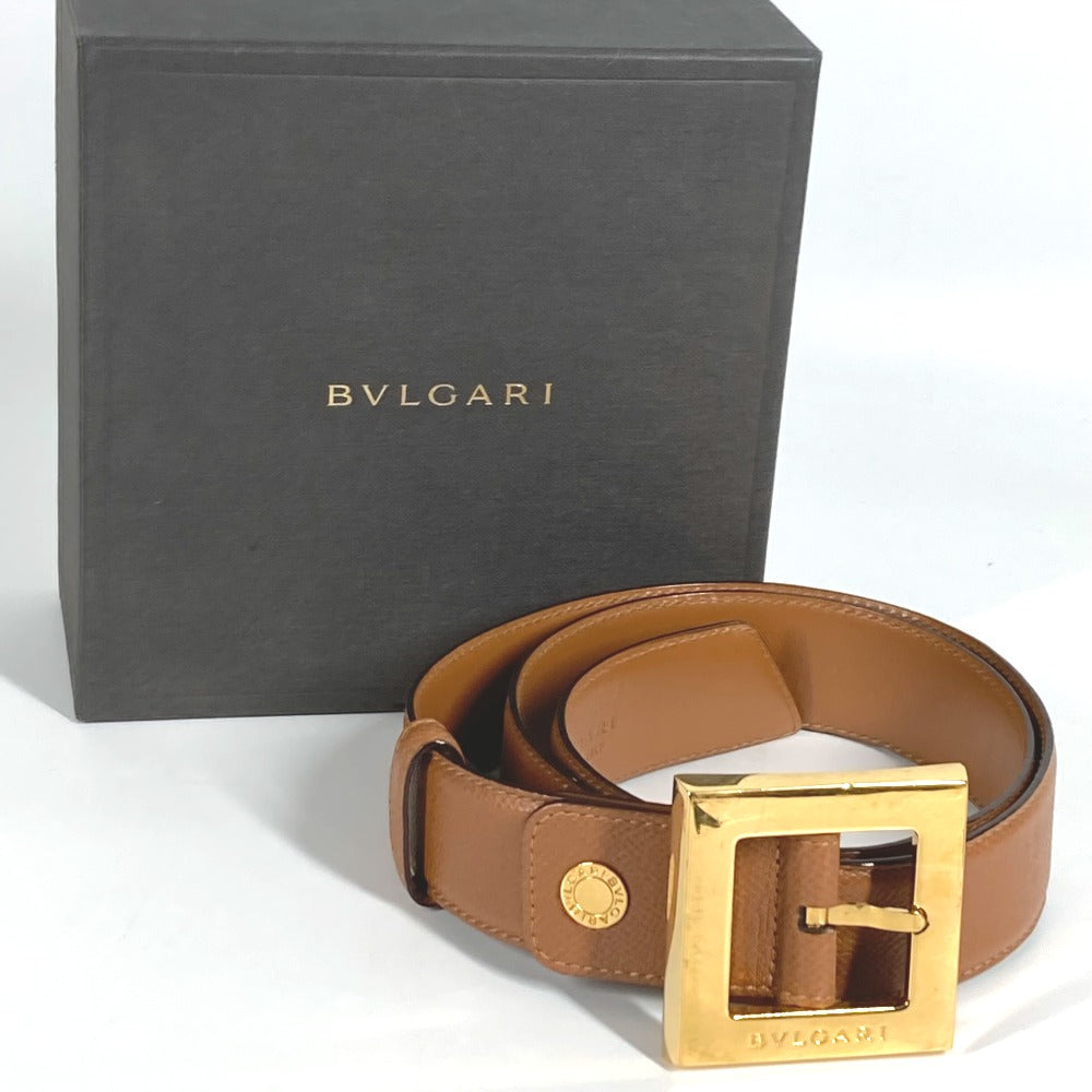 BVLGARI ロゴ スクエアバックル ボトムス用ベルト アクセサリー ベルト レザー レディース ブラウン