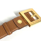 BVLGARI ロゴ スクエアバックル ボトムス用ベルト アクセサリー ベルト レザー レディース ブラウン
