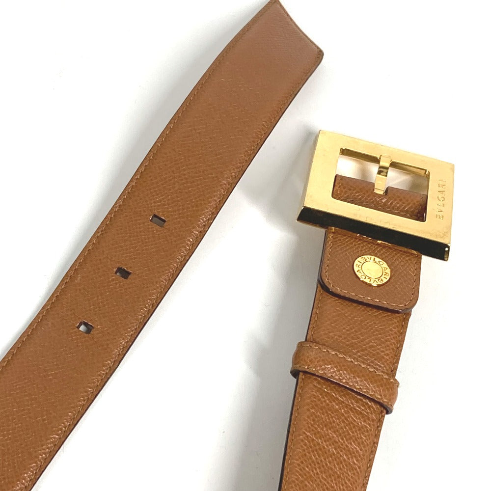 BVLGARI ロゴ スクエアバックル ボトムス用ベルト アクセサリー ベルト レザー レディース ブラウン