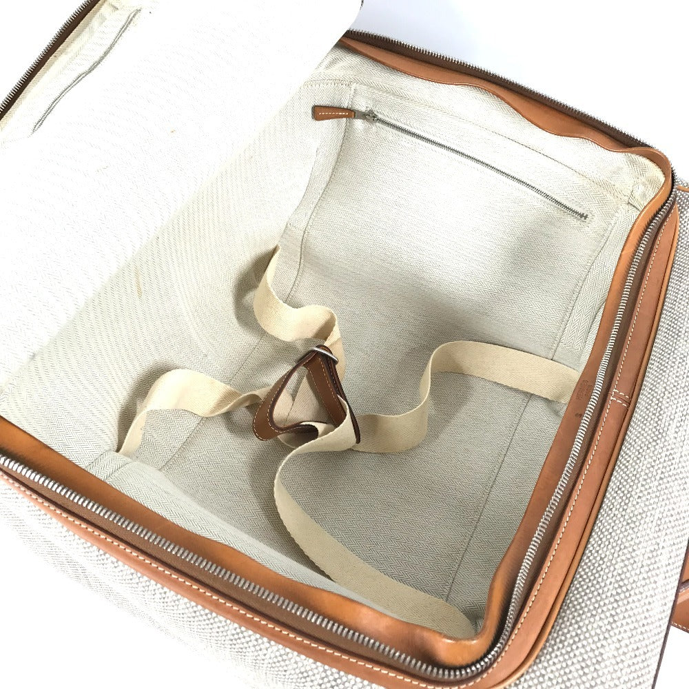 HERMES スーツケース カレーシュ エクスプレス キャビン カバン トラベルバッグ 2輪 トロリーケース 旅行バッグ トラベルバッグ キャリーバッグ レザー/キャンバス レディース グレー