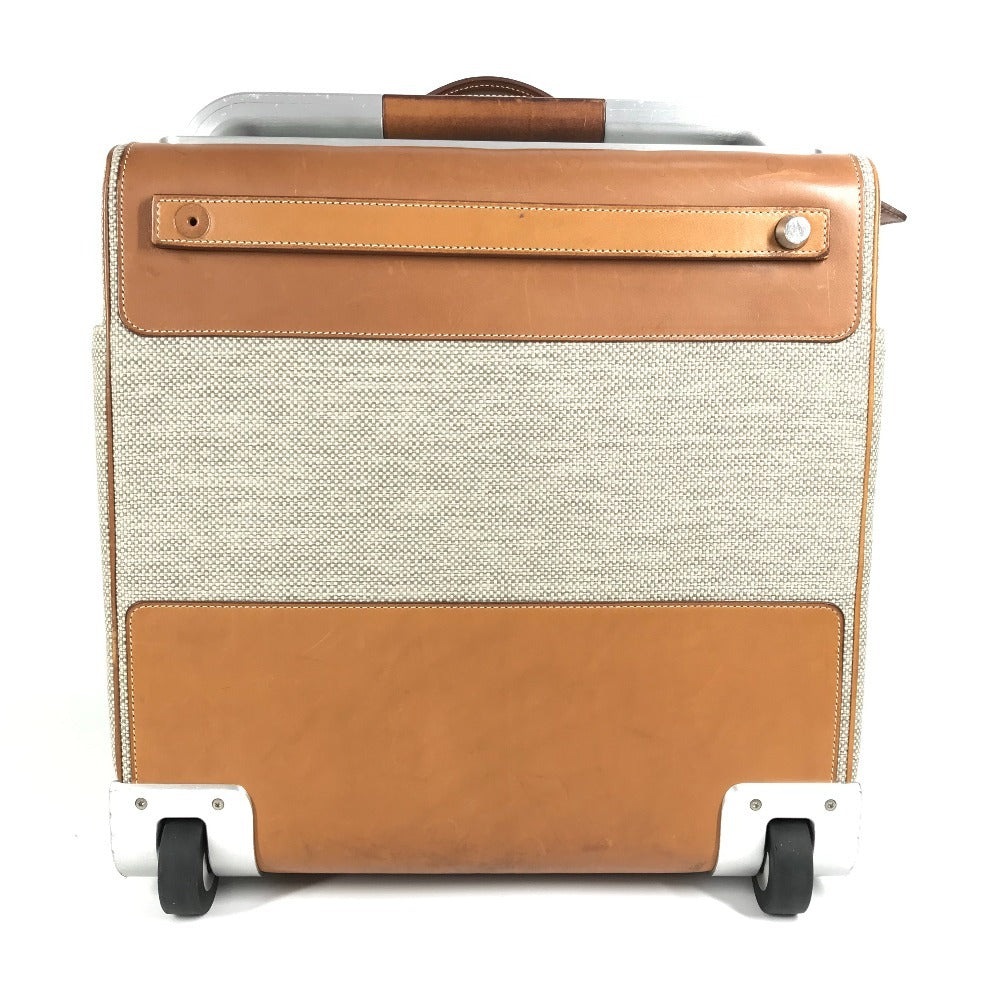 HERMES スーツケース カレーシュ エクスプレス キャビン カバン トラベルバッグ 2輪 トロリーケース 旅行バッグ トラベルバッグ キャリーバッグ レザー/キャンバス レディース グレー