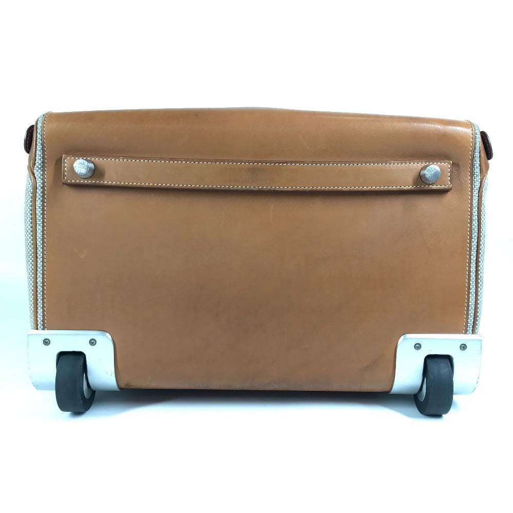 HERMES スーツケース カレーシュ エクスプレス キャビン カバン トラベルバッグ 2輪 トロリーケース 旅行バッグ トラベルバッグ キャリーバッグ レザー/キャンバス レディース グレー