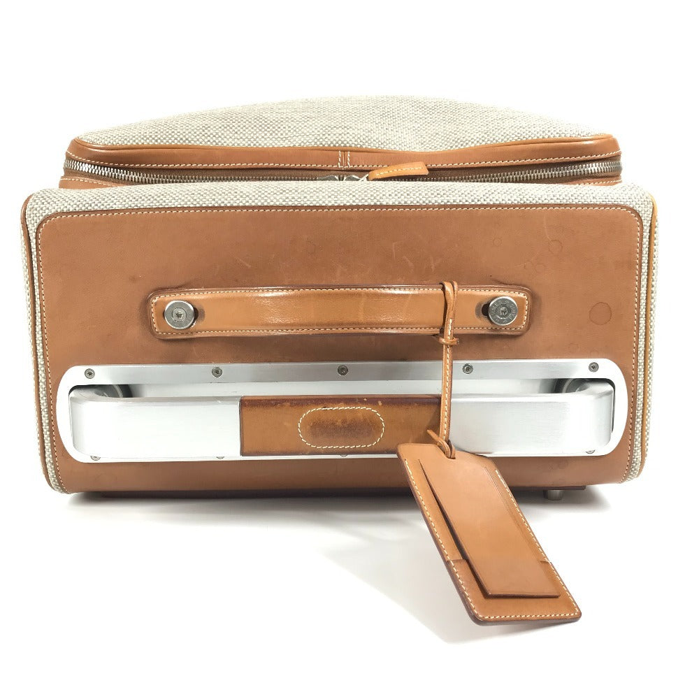 HERMES スーツケース カレーシュ エクスプレス キャビン カバン トラベルバッグ 2輪 トロリーケース 旅行バッグ トラベルバッグ キャリーバッグ レザー/キャンバス レディース グレー