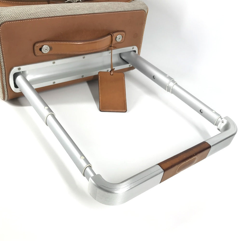 HERMES スーツケース カレーシュ エクスプレス キャビン カバン トラベルバッグ 2輪 トロリーケース 旅行バッグ トラベルバッグ キャリーバッグ レザー/キャンバス レディース グレー