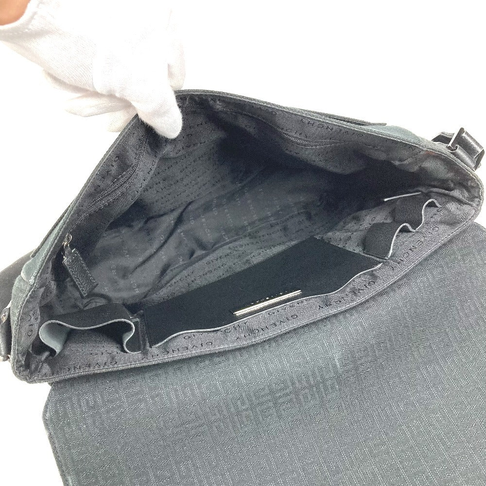 GIVENCHY ロゴ 総柄 カバン 斜め掛け フラップ メッセンジャーバッグ ショルダーバッグ レザー/キャンバス ユニセックス ブラック