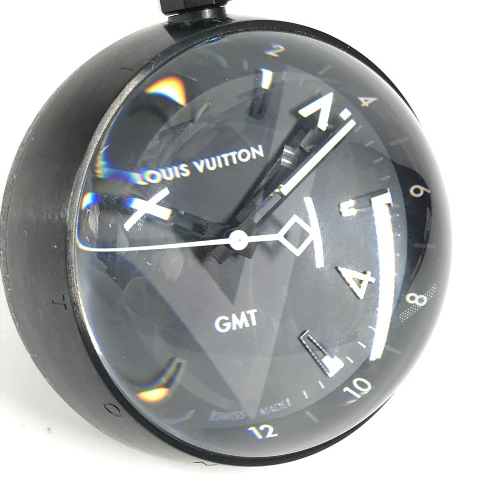 LOUIS VUITTON Q1Q000 テーブルクロック タンブール GMT タンブールGMT インテリア 置時計 SS ユニセックス ブラック