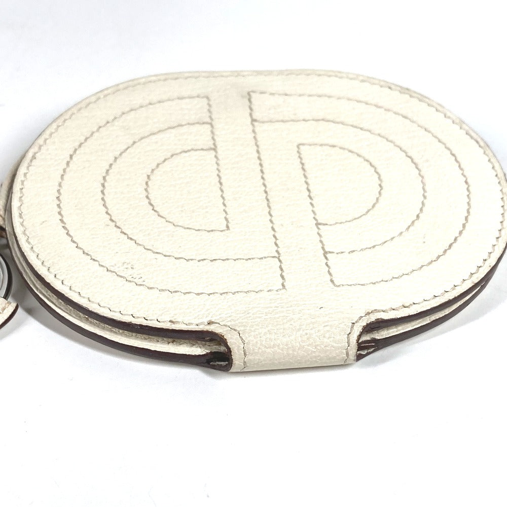 HERMES カードケース パスケース 名刺入れ インザループ 2つ折り 財布 小銭入れ シェーヌダンクル コインケース レザー ユニセックス ホワイト