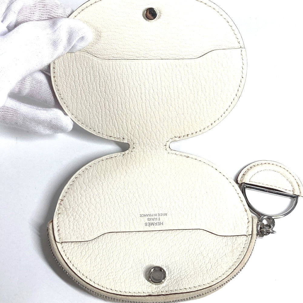 HERMES カードケース パスケース 名刺入れ インザループ 2つ折り 財布 小銭入れ シェーヌダンクル コインケース レザー ユニセックス ホワイト