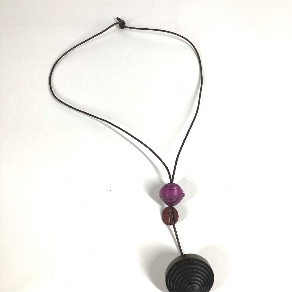 HERMES ホホバネックレス JOJOBA アクセサリー ジュエリー チョーカー ネックレス レザー レディース パープル