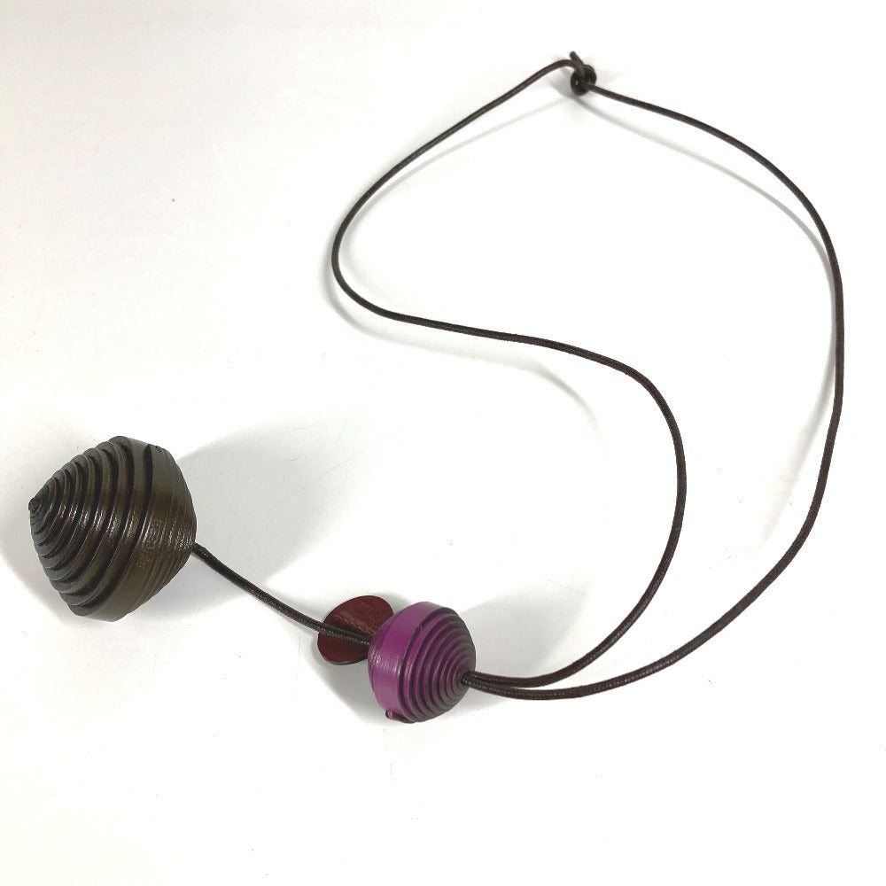 HERMES ホホバネックレス JOJOBA アクセサリー ジュエリー チョーカー ネックレス レザー レディース パープル