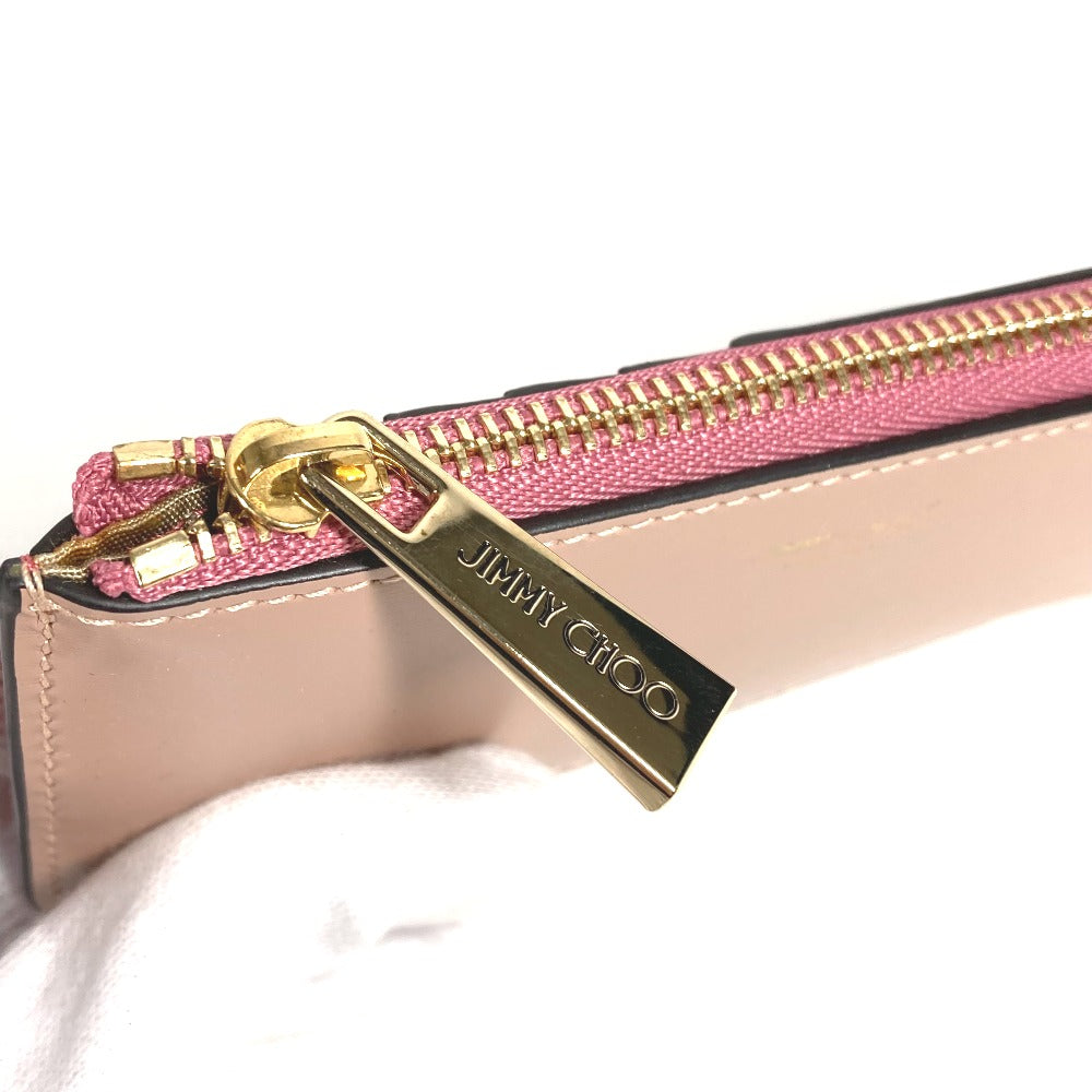 JIMMY CHOO ロゴ カードケース 名刺入れ パスケース フラグメントケース 財布 小銭入れ コインケース レザー ユニセックス ピンク系