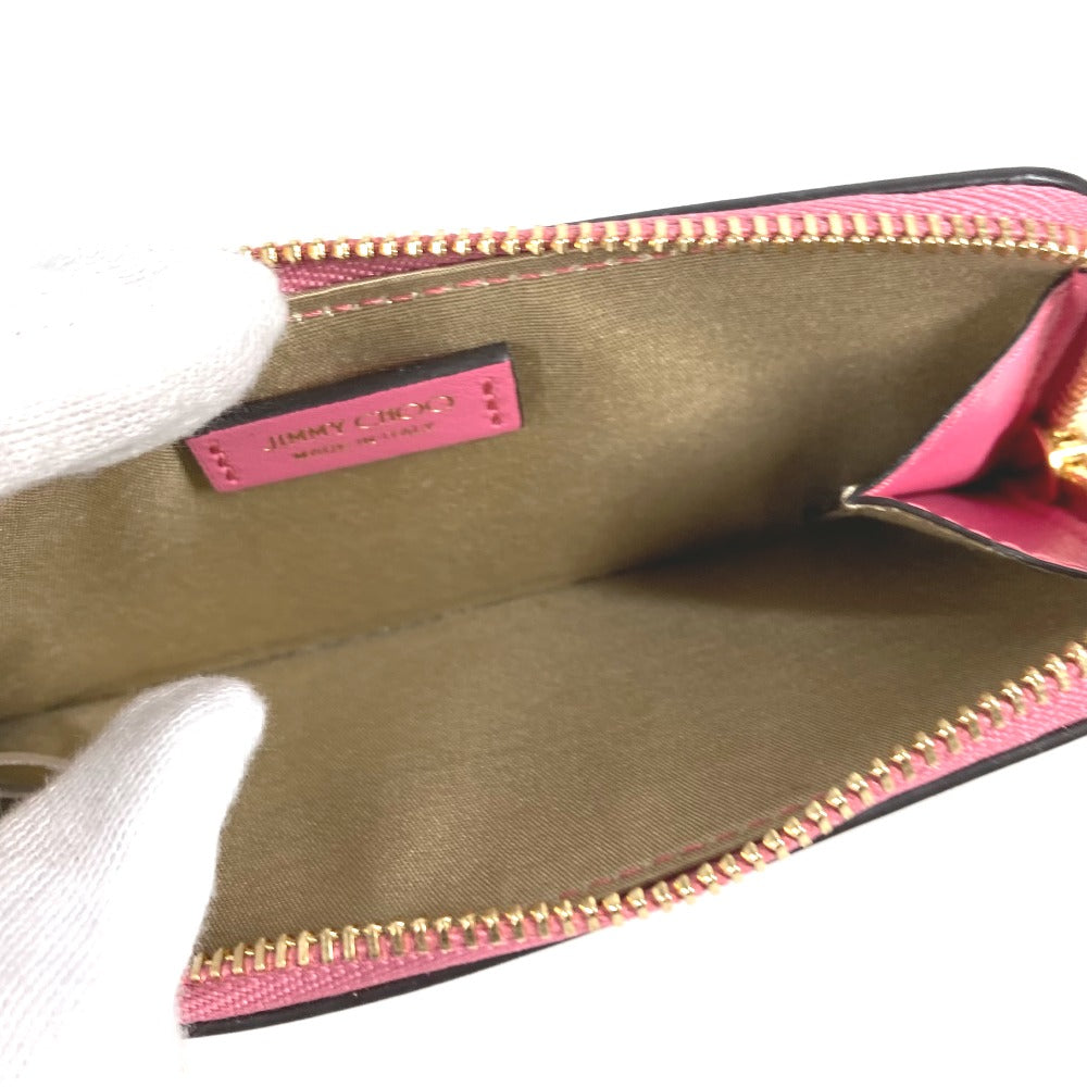 JIMMY CHOO ロゴ カードケース 名刺入れ パスケース フラグメントケース 財布 小銭入れ コインケース レザー ユニセックス ピンク系