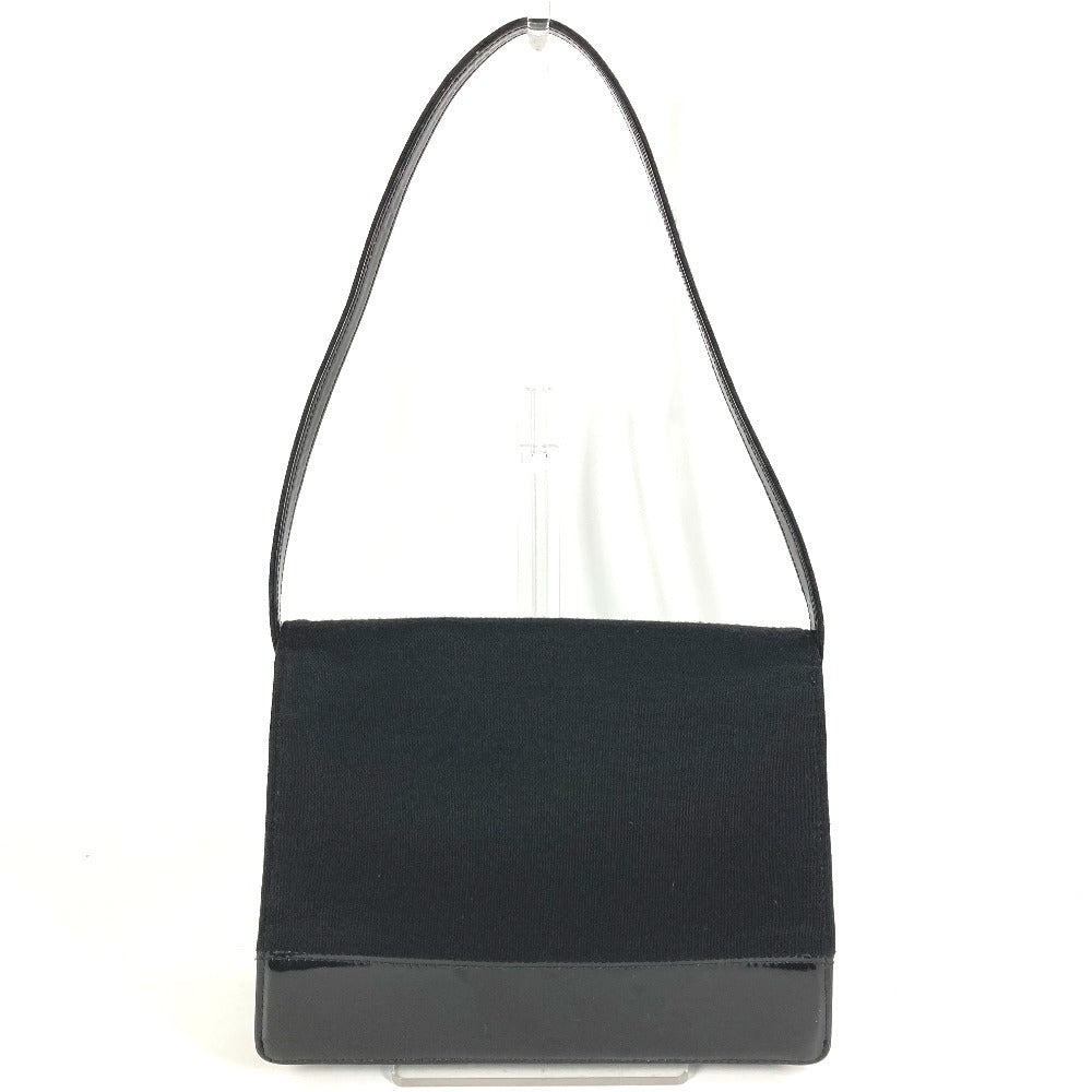 CHANEL ヴィンテージ CC ココマーク ロゴ フラップ カバン 肩掛け ショルダーバッグ コットン レディース ブラック