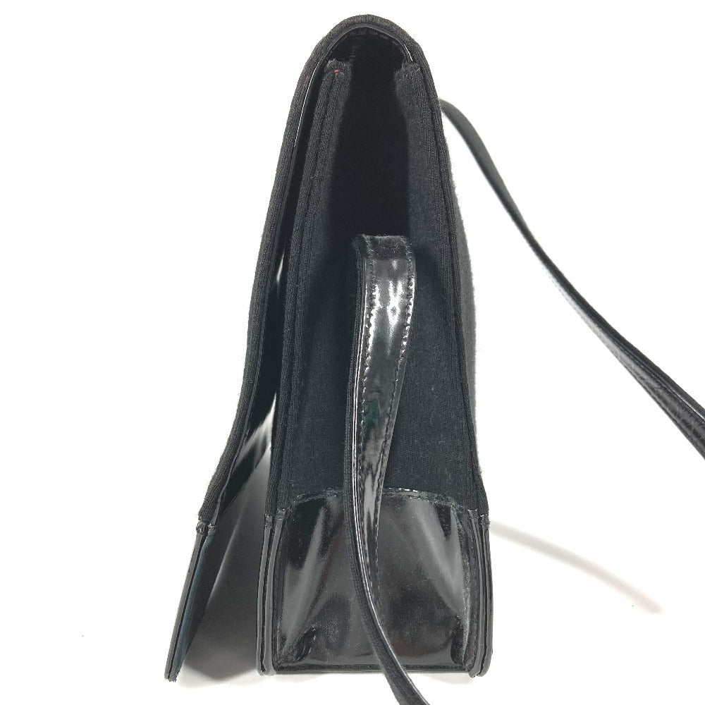 CHANEL ヴィンテージ CC ココマーク ロゴ フラップ カバン 肩掛け ショルダーバッグ コットン レディース ブラック