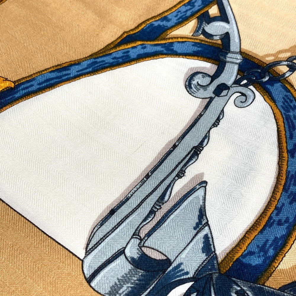 HERMES L'Instruction du Roy 帝王学 カレジェアン 140 カレジェアン140 ショール ストール 大判 スカーフ シルク ユニセックス ベージュ