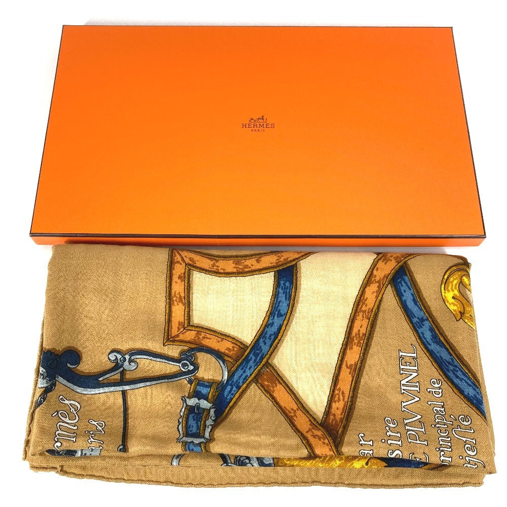 HERMES L'Instruction du Roy 帝王学 カレジェアン 140 カレジェアン140 ショール ストール 大判 スカーフ シルク ユニセックス ベージュ