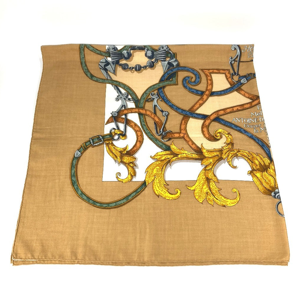 HERMES L'Instruction du Roy 帝王学 カレジェアン 140 カレジェアン140 ショール ストール 大判 スカーフ シルク ユニセックス ベージュ
