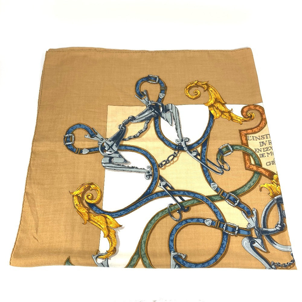 HERMES L'Instruction du Roy 帝王学 カレジェアン 140 カレジェアン140 ショール ストール 大判 スカーフ シルク ユニセックス ベージュ