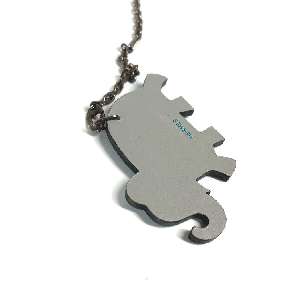 HERMES アニマル チェーン バッグチャーム キーホルダー レザー ユニセックス グレー