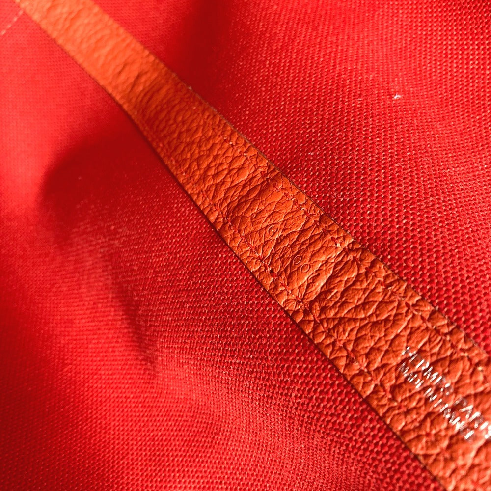 HERMES Garden Party Pocket Tote Bag, Size 36, Toile Militaire, Unisex, Rouge Tomato x Capucines, Red
