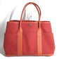 HERMES Garden Party Pocket Tote Bag, Size 36, Toile Militaire, Unisex, Rouge Tomato x Capucines, Red