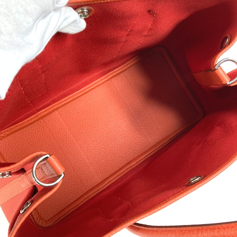 HERMES Garden Party Pocket Tote Bag, Size 36, Toile Militaire, Unisex, Rouge Tomato x Capucines, Red