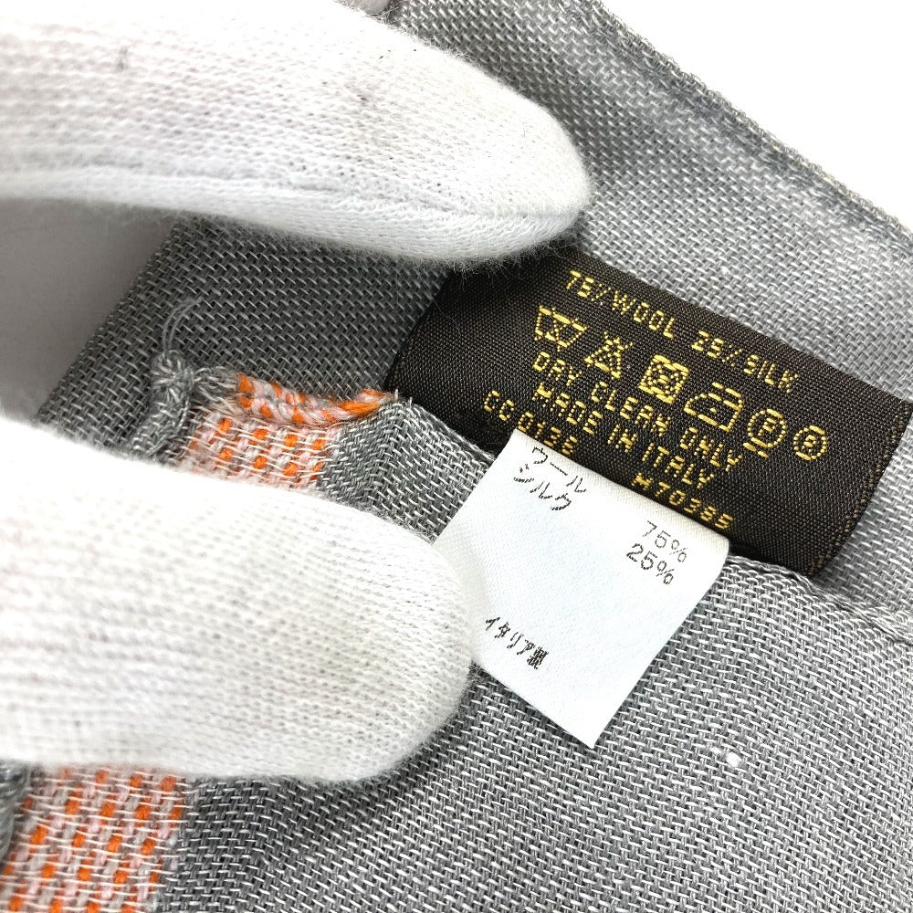 LOUIS VUITTON M70385 Embroidered Monogram LV Logo Stole/Scarf Shawl Wool Unisex Gray