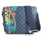 LOUIS VUITTON N50005 Damier Cobalt District PM Crossbody Flap Shoulder Bag in Damier Cobalt Canvas, Unisex, Navy