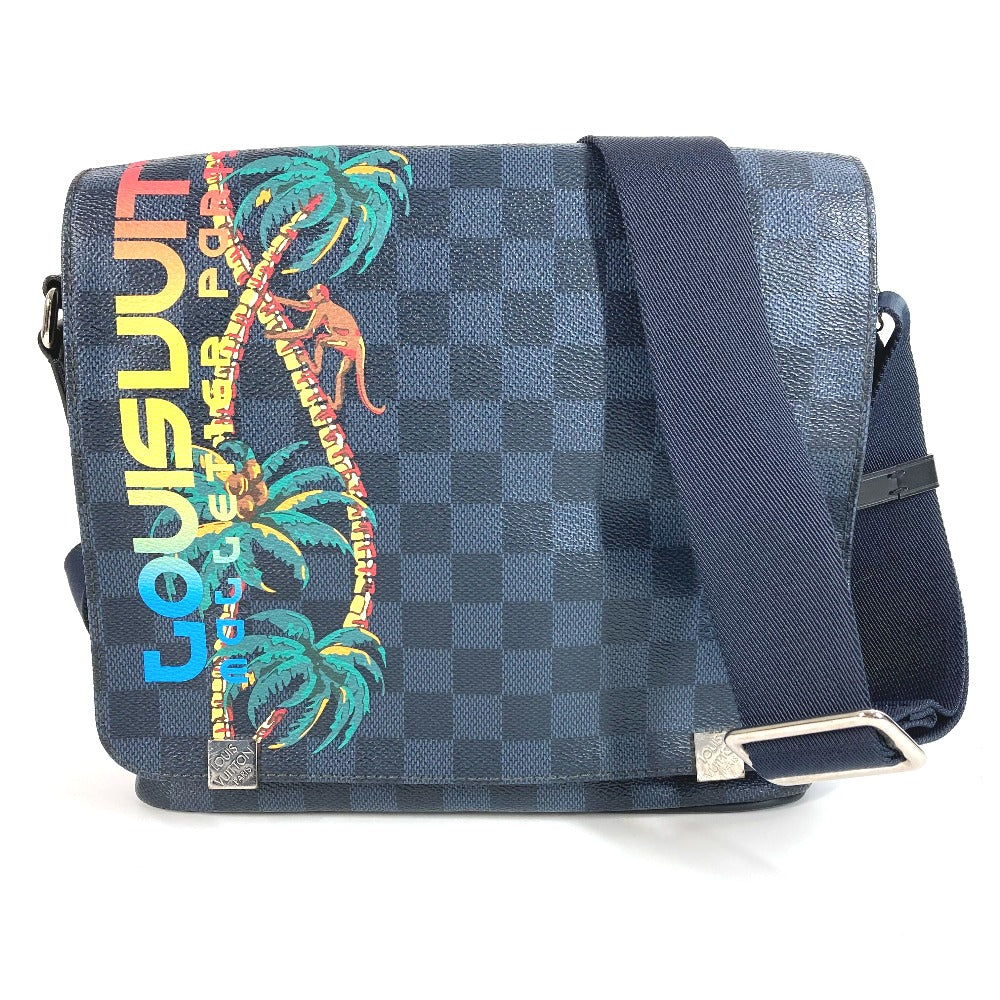 LOUIS VUITTON N50005 Damier Cobalt District PM Crossbody Flap Shoulder Bag in Damier Cobalt Canvas, Unisex, Navy