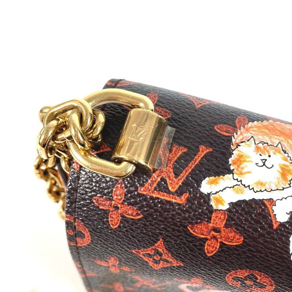 LOUIS VUITTON M44408 モノグラム キャットグラム 猫 サック ツイストMM カバン チェーンバッグ 斜め掛け Wチェーン ショルダーバッグ モノグラムキャンバス レディース ブラウン