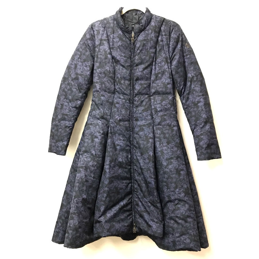 MONCLER EBONY GIUBBOTTO EBONY JACKET ロゴ 総柄 メタルロゴ ダウンジャケット ダウン ロング アウター 長袖 ダウンコート ポリエステル レディース ネイビー