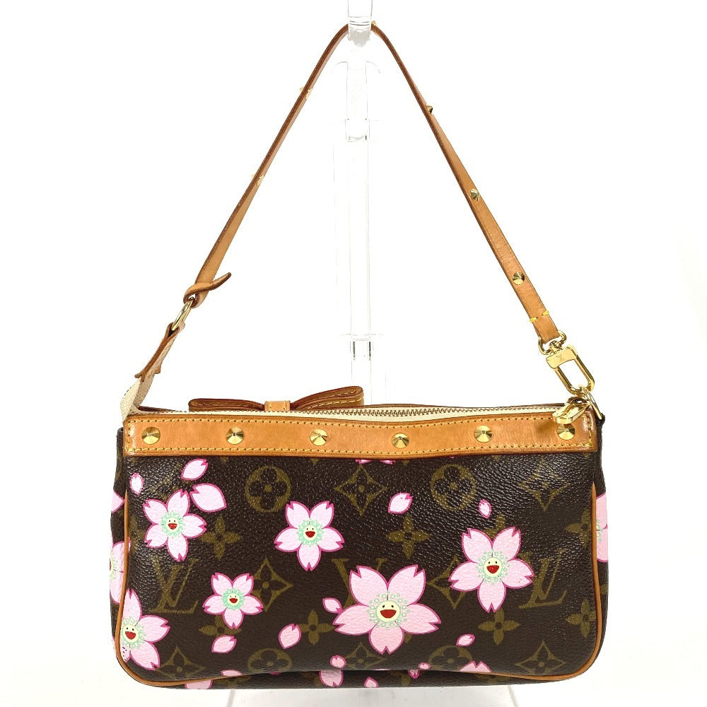 LOUIS VUITTON M92006 Monogram Cherry Blossom Pochette Accessoires by Takashi Murakami. Mini handbag, shoulder bag, accessory pouch, handbag, monogram canvas, women's, brown.