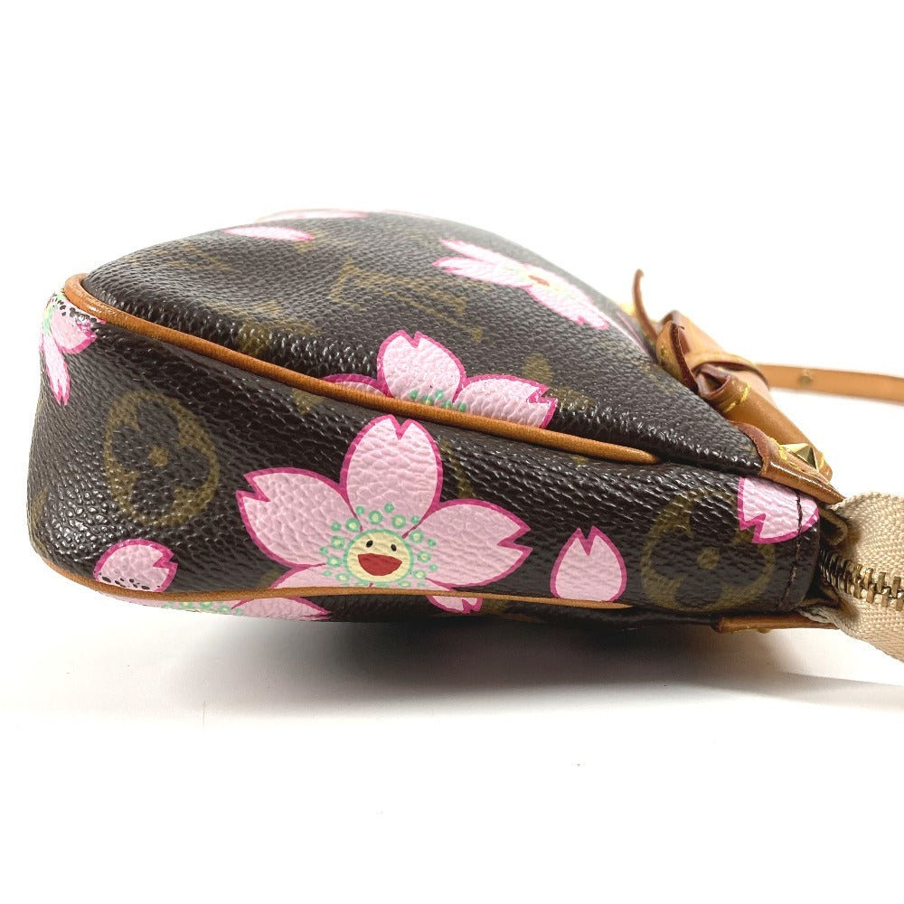LOUIS VUITTON M92006 Monogram Cherry Blossom Pochette Accessoires by Takashi Murakami. Mini handbag, shoulder bag, accessory pouch, handbag, monogram canvas, women's, brown.