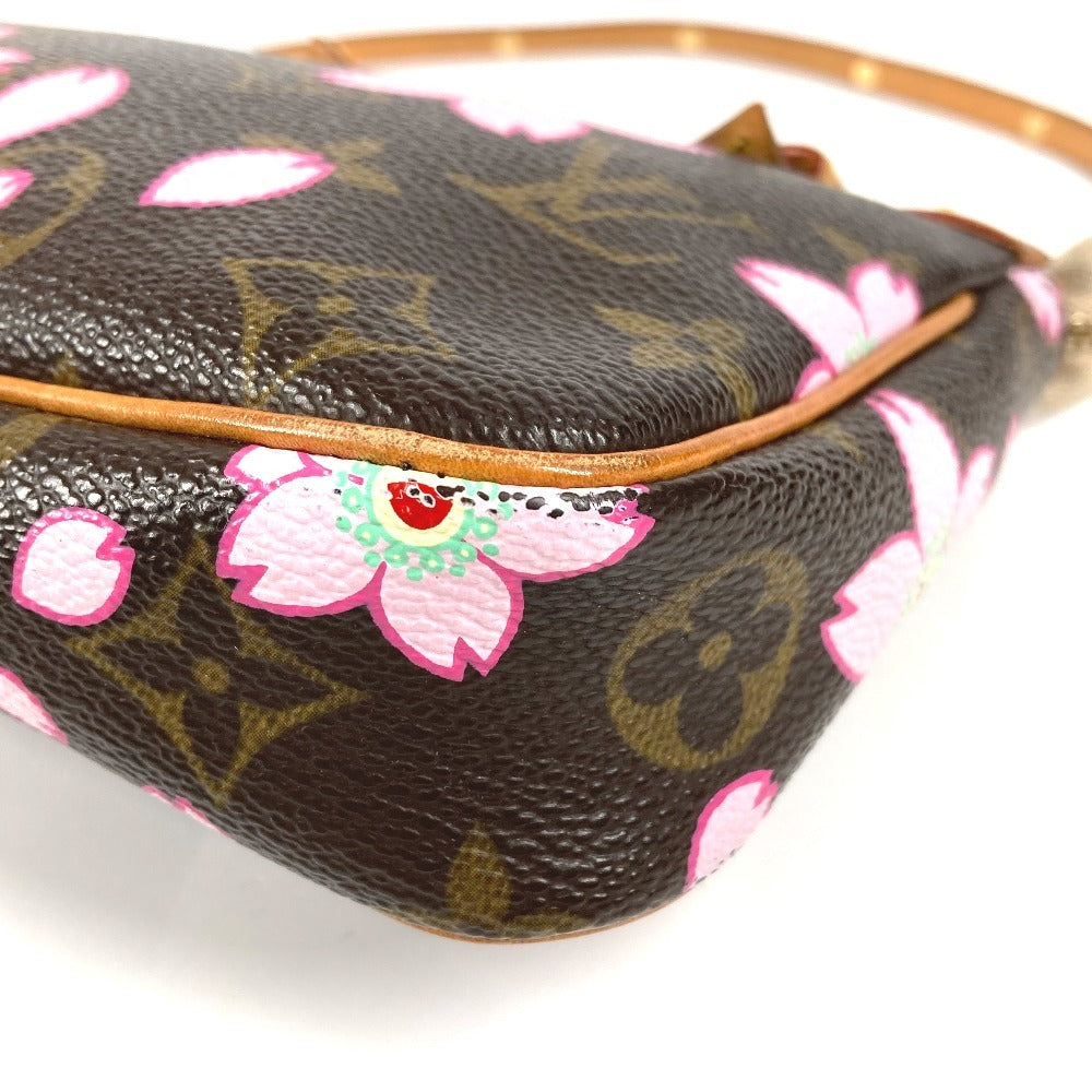 LOUIS VUITTON M92006 Monogram Cherry Blossom Pochette Accessoires by Takashi Murakami. Mini handbag, shoulder bag, accessory pouch, handbag, monogram canvas, women's, brown.