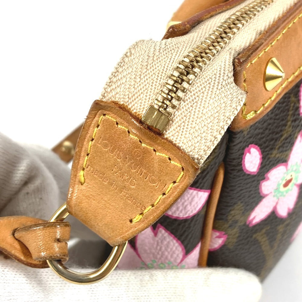 LOUIS VUITTON M92006 Monogram Cherry Blossom Pochette Accessoires by Takashi Murakami. Mini handbag, shoulder bag, accessory pouch, handbag, monogram canvas, women's, brown.