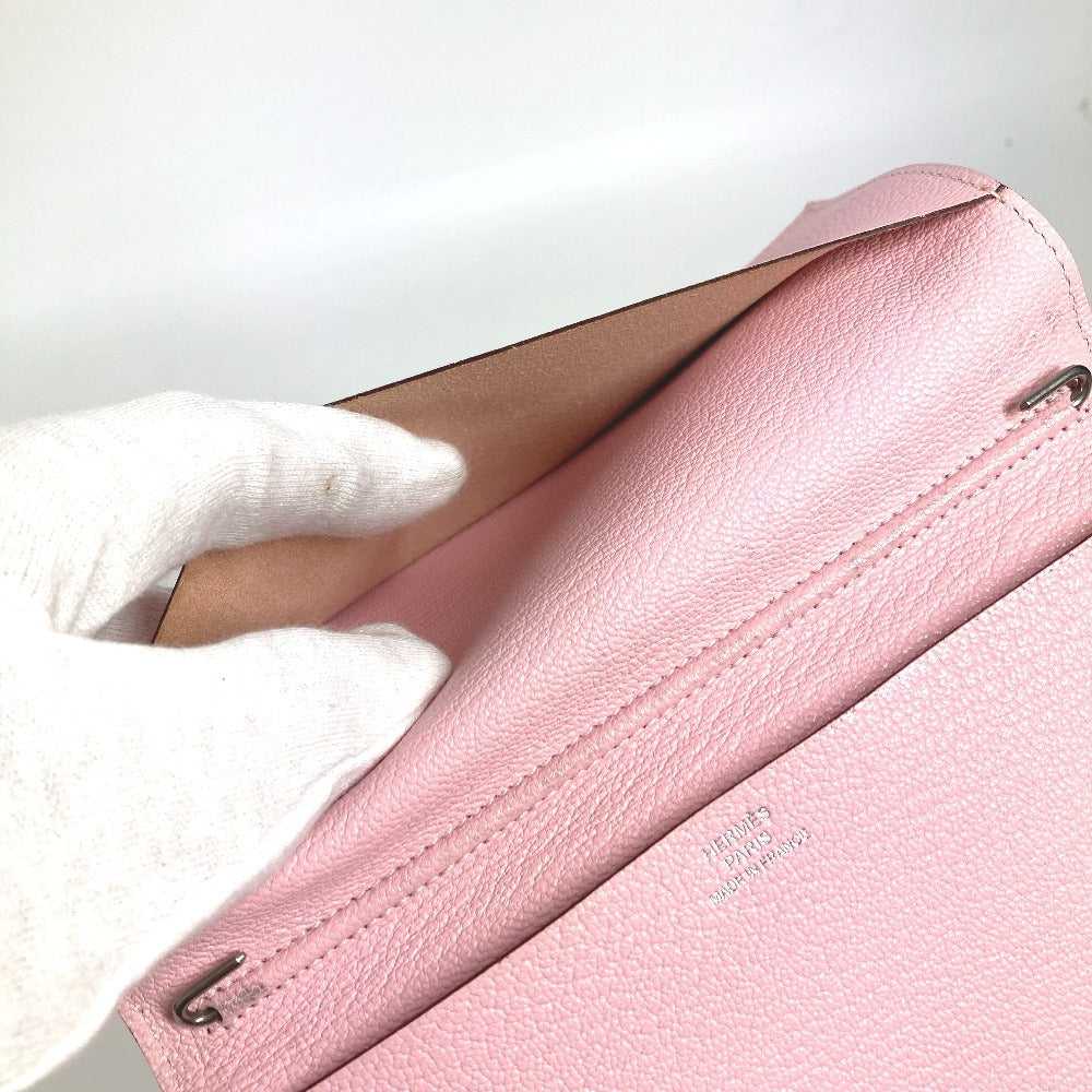 HERMES Bifold Agenda Vision Planner Stationery Case/Cover, Chevre, Unisex, Rose Sakura, Pink