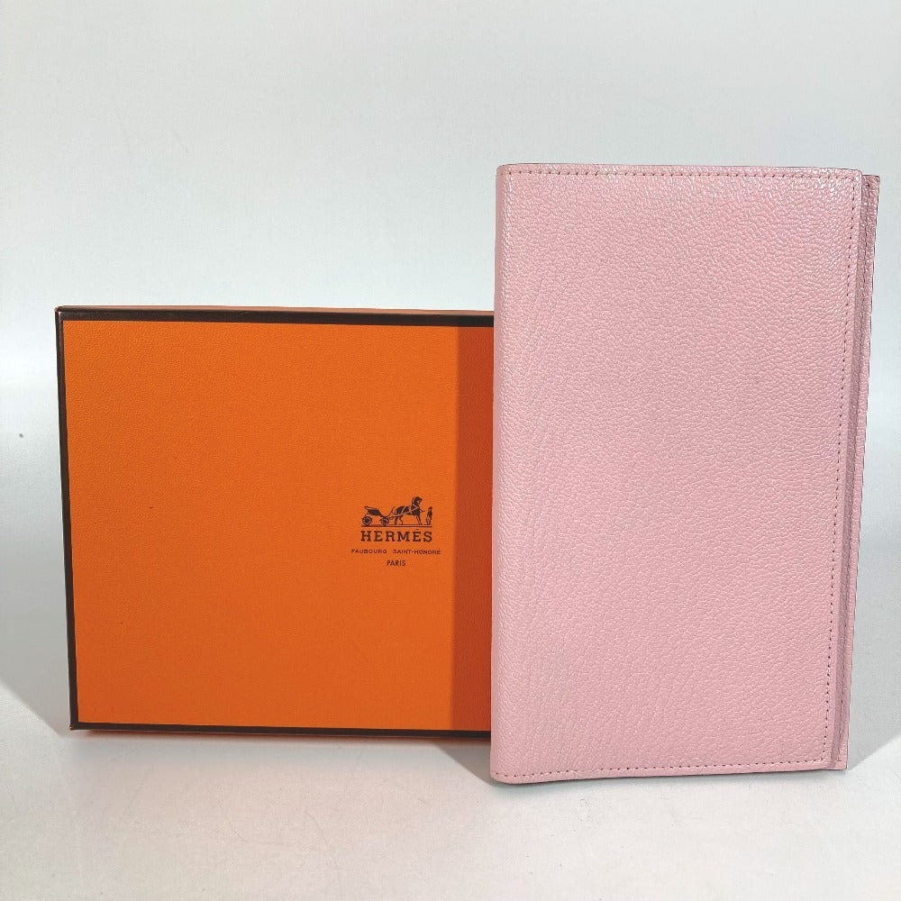 HERMES Bifold Agenda Vision Planner Stationery Case/Cover, Chevre, Unisex, Rose Sakura, Pink