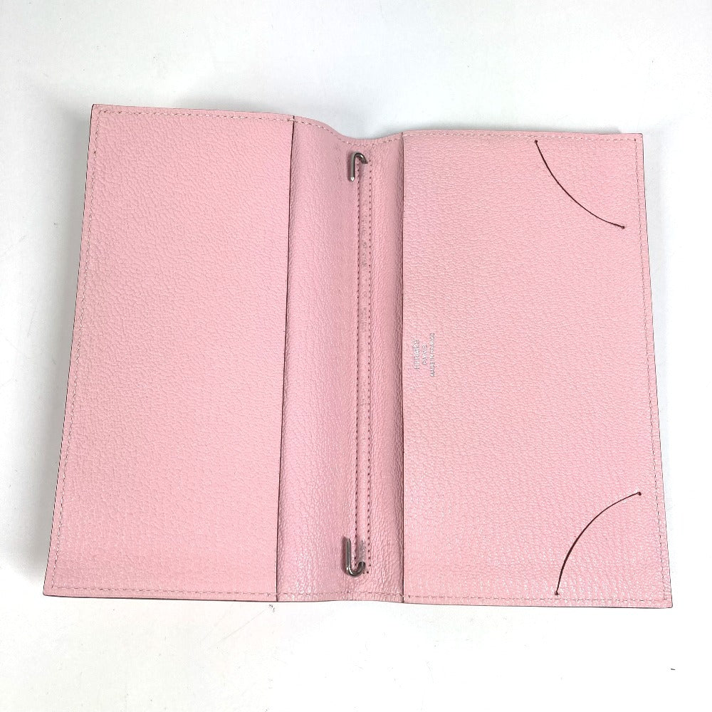 HERMES Bifold Agenda Vision Planner Stationery Case/Cover, Chevre, Unisex, Rose Sakura, Pink