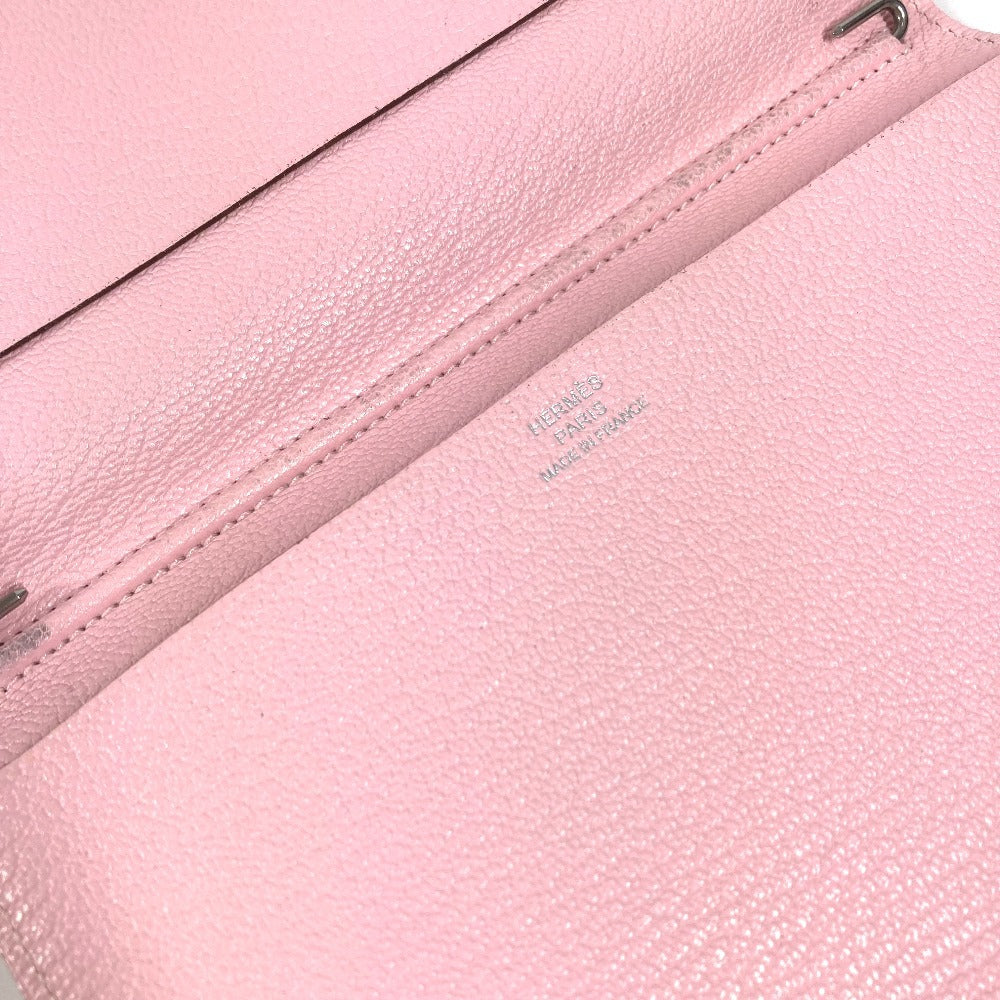 HERMES Bifold Agenda Vision Planner Stationery Case/Cover, Chevre, Unisex, Rose Sakura, Pink
