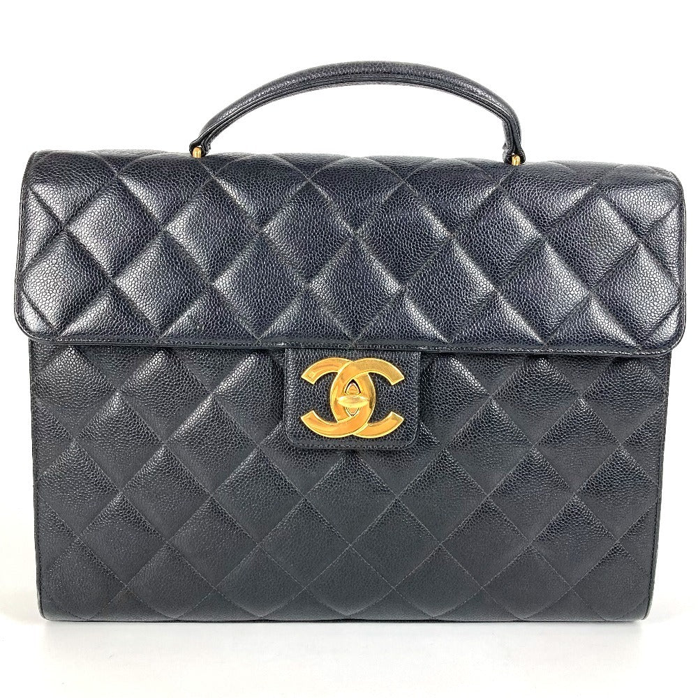 CHANEL A02794 Vintage CC Logo Coco Mark Matelasse Quilted Briefcase Handbag Tote Bag Document Bag Business Bag Caviar Leather Women's Black