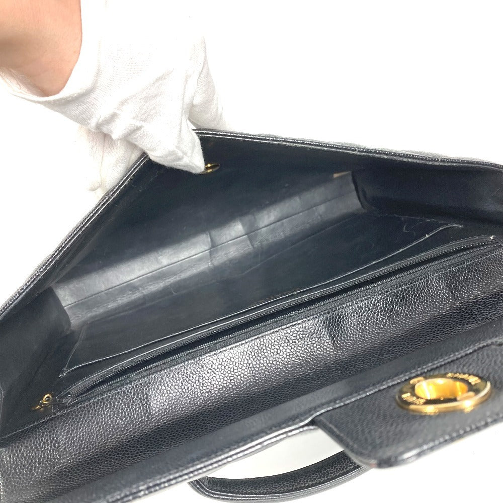 CHANEL A02794 Vintage CC Logo Coco Mark Matelasse Quilted Briefcase Handbag Tote Bag Document Bag Business Bag Caviar Leather Women's Black